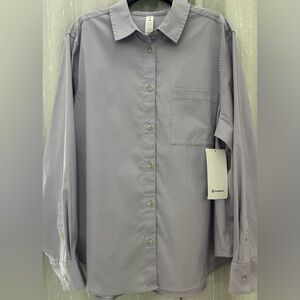 Lululemon Cotton-Blend Poplin Button-Down Shirt Lilac Purple XL NWT